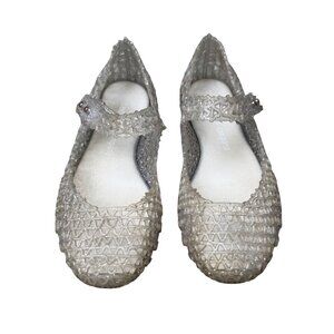 MINI MELISSA Campana Shoes Girls 12 Glitter Clear Mary Jane Jelly Zig Zag Shoe